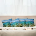 thumbnail image 7 of Ambesonne Blue Throw Pillow Cover 4 Pack, Tranquil Tahoe Shoreline, 16", Blue Grey Green, 7 of 7