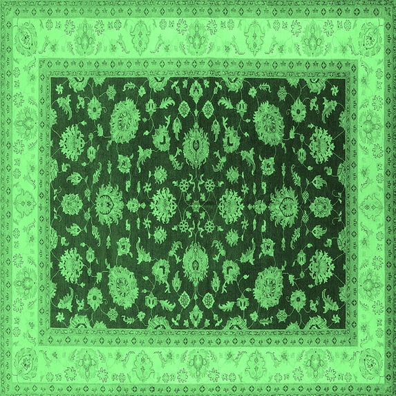 Ahgly Company Indoor Square Oriental Emerald Green Traditional Area Rugs, 8' Square