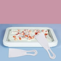 Ice Cream Roll Maker Rolled Ice Cream Machine, Instant Freeze Plate with 2 Scrapers, DIY Homemade Ice Cream Tray for Making Frozen Yogurt Sorbet and Gelato, White