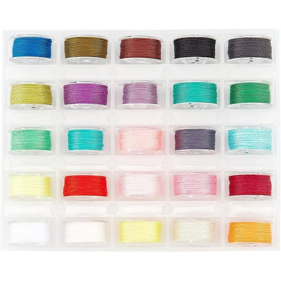 25 Rolls Chinese Knotting Cord 683 Yard Polyester Beading Thread 0.1mm Hand Knitting Cord 25 Colors Macrame Polyester Cord for Kumihimo Macrame Craft Bracelets Necklaces Jewelry Making 1box