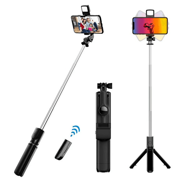 COOLJIER Portable Tripod Bluetooth Selfie Stick Retractable Multifunctional Phone Holde With Selfie light Wireless Remote