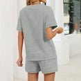 thumbnail image 4 of QUNYINEY 2 Piece Pajama Sets for Women Comfy Gray Short Sleeve Shirts And Shorts Drawstring V Neck with Pockets Women Loungewear Set, 4 of 8