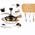 thumbnail image 2 of 42'' Rustic Retractable Ceiling Fan Light with Remote Control, Chandelier Style, E27 Bulb Compatible, Ideal for Living Room, Bedroom, Kitchen, 2 of 10