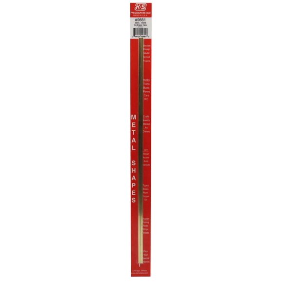 K&S Precision Metals 9851 Square Brass Tube, 3mm X 3mm X .45mm Wall Thickness X 300mm Long, 2 Pieces per Pack, Made in The USA