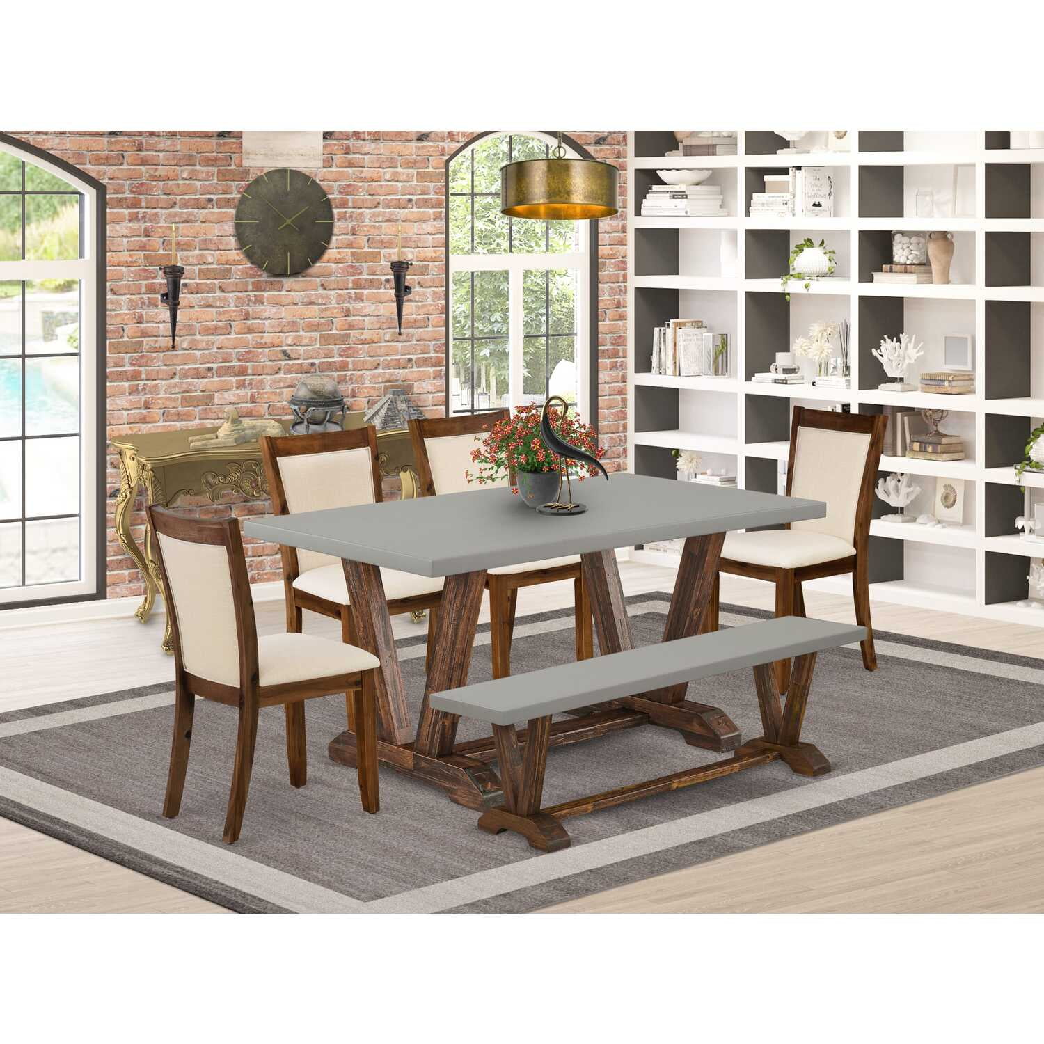 3P2121219 Rustic Breakfast Nook Set with Side Bench, Sadler's Home  Furnishings