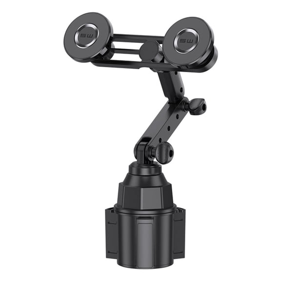 2 In 1 Magnetic Car Phone Holder Mobile Phone Stand for Double Devices Fits Cup Holder Rotatable Up to 7.2 Inch Smartphone