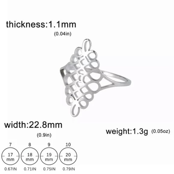 K-KED Women Hollow Geometric Ring Stainless Steel Finger Rings Jewelry-7-Silver