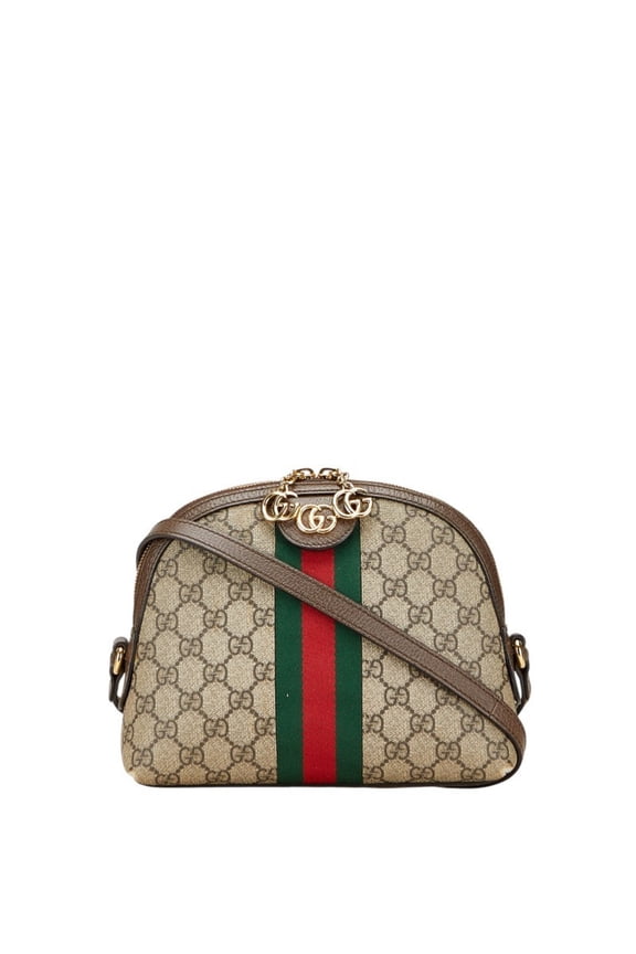 Pre-Owned Gucci GG Supreme Ophidia Crossbody Shoulder Bag 499621 Beige Brown Leather... (Good)