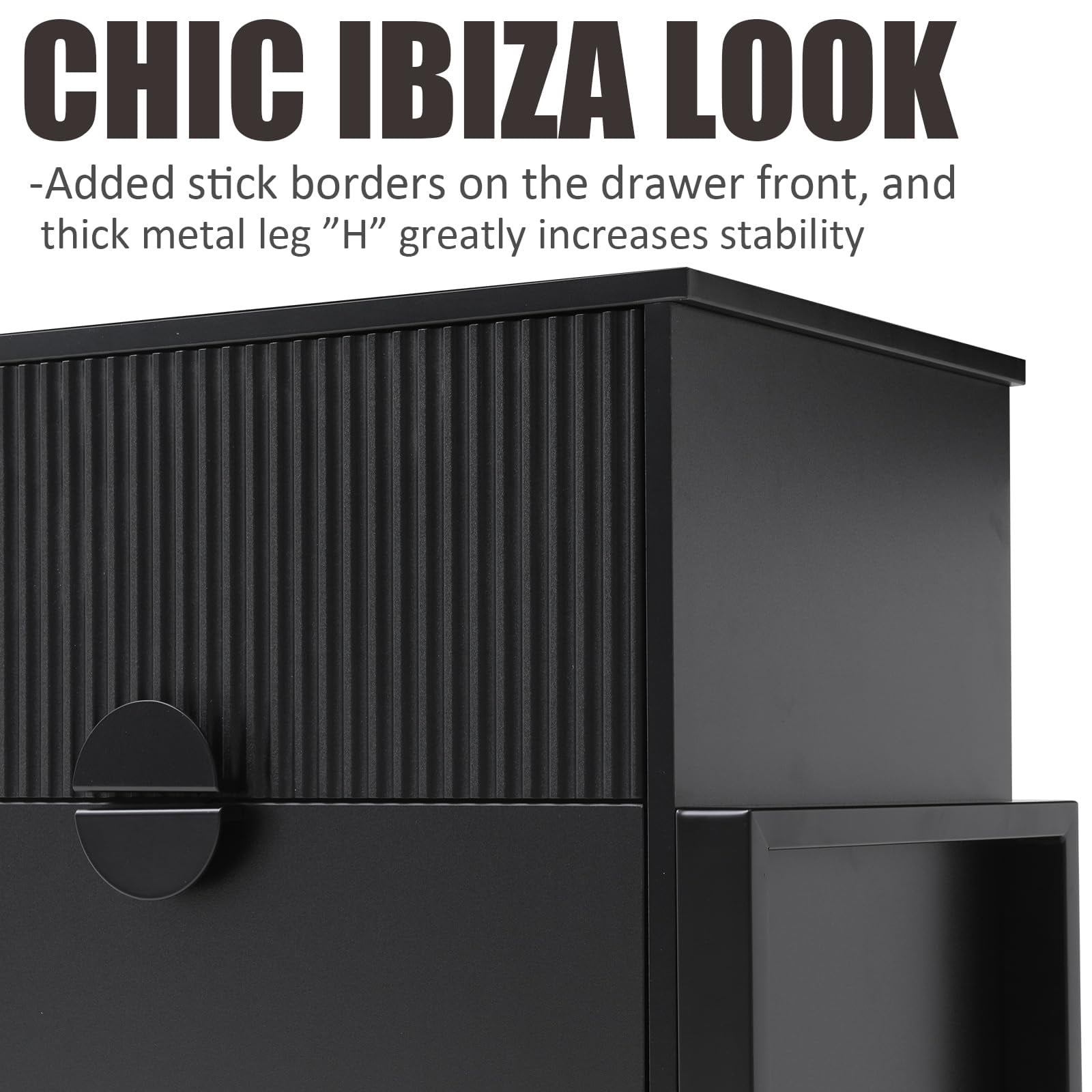 Black 6 Drawer Dresser for Bedroom, Modern Wide Chest Of Drawers Wood Storage Cabinet for Living Room