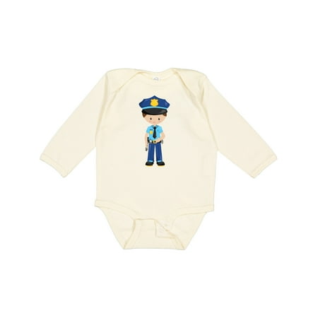 

Inktastic Policeman Police Officer Cop Brown Hair Gift Baby Boy Long Sleeve Bodysuit
