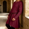 thumbnail image 3 of Yaoyar Men's Washed Cotton Medieval V Neck Long Sleeve Tunic, Renaissance Style Shirt for Halloween Costume Role Play, 3 of 8