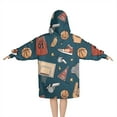 thumbnail image 2 of Blue Basketball Related Items Pattern Blanket Hoodies for Kids 6-13YR Oversize Wearable Blanket Hoodies for Boys Girls Teens, 2 of 7
