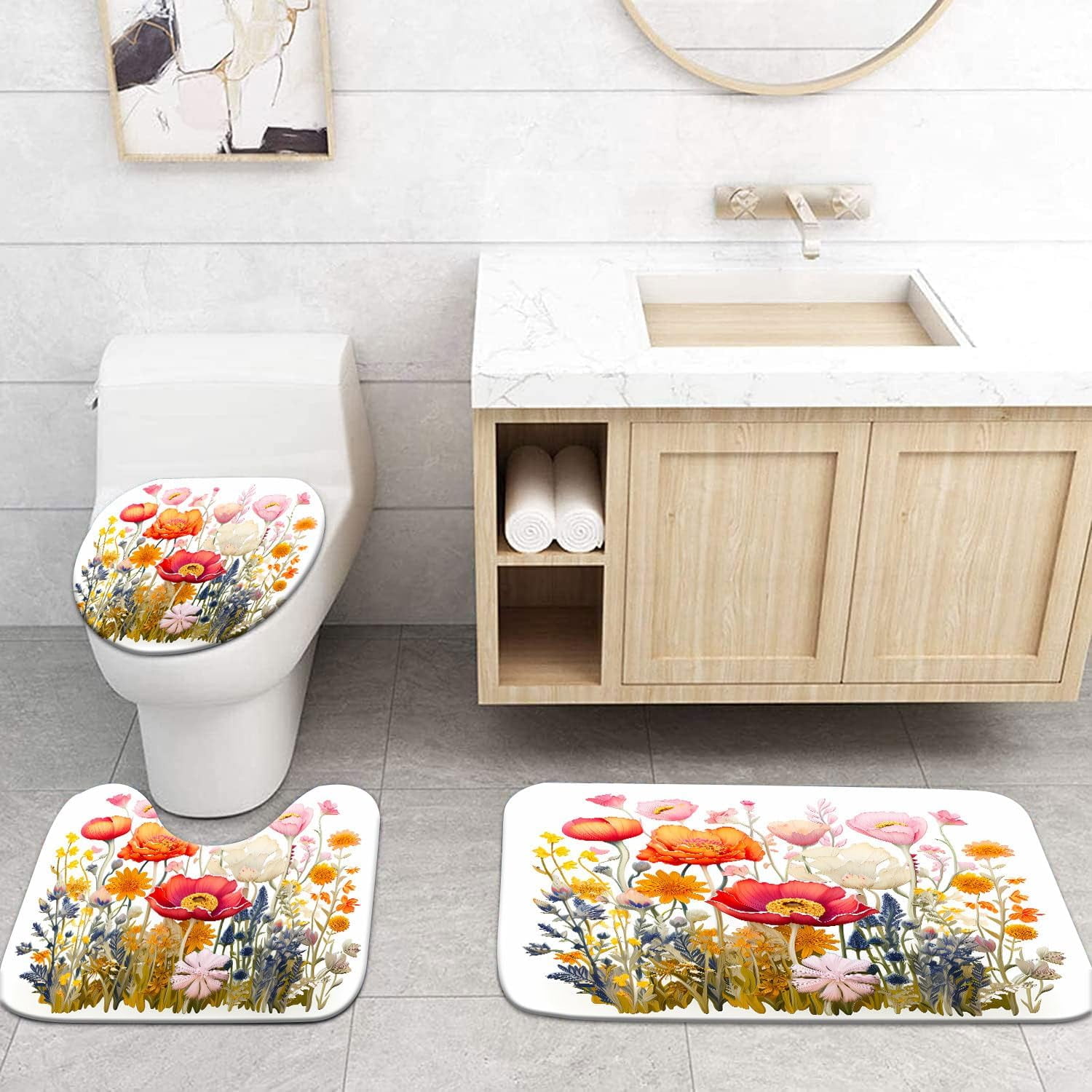 4 Pcs Colorful Gaming Shower Curtain Set for Boys Bathroom Decor Watercolor Gamepad Controller Bath Curtain with Anti-Slip Mat Kids Graffiti Game Shower 70.8x70.8in