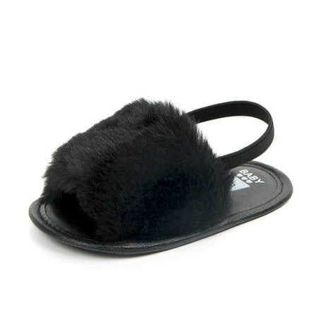 

Boys Girls Summer Sandals Closed-Toe Anti-Slip Soft Sole Shoes Plush Slide Sandal Infant First Walkers Walking Shoes
