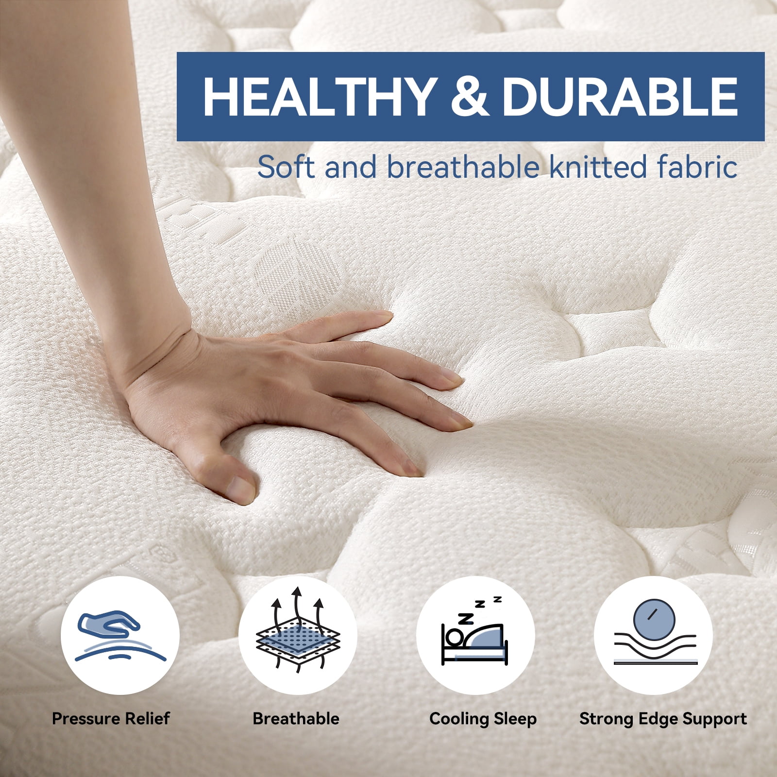 10 inch Full Size Mattress in a Box, Cooling CertiPUR-US Memory Foam Hybrid Mattresses for Back Pain Relief, Edge Support & Breathable Design