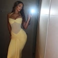 thumbnail image 5 of Women's Gauze Spliced Lace-Up Halter Chest Wrapped Sleeveless Backless Pleated Hips Wrapped Long Dress, Slight Perspective, Sexy, 5 of 29