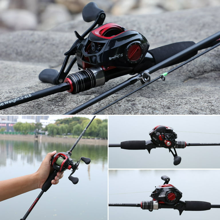Sougayilang Baitcasting Fishing Rod and Reel Combo, Medium 6'/7' Low  Profile with SuperPolymer Handle(2 Pieces 6ft Left)