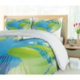 thumbnail image 5 of Ambesonne Earth Duvet Cover Set, Vibrant Globe Heart Shape, 2-Calking, Pale Blue Lime Green, 5 of 7