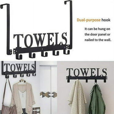 Over The Door Towel Rack Metal Bath Towel Holder Mountdog Door Hanging Towels Bathrobe Robe Towel Hooks for Bathrooms Black