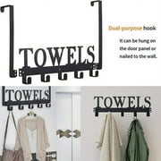 Over The Door Towel Rack Metal Bath Towel Holder Mountdog Door Hanging Towels Bathrobe Robe Towel Hooks for Bathrooms Black