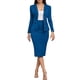thumbnail image 1 of Elegante conjunto de dos piezas con falda para mujer: chaqueta con cuello de solapa y falda, tejido de poliéster, conjunto informal para trabajo/oficina, 1 of 7