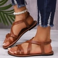 thumbnail image 5 of Yyuenw Casual PU Flat Sandals Women Open Toe Crisscross Straps Lightweight Holiday Dating Summer Shoes, 5 of 9