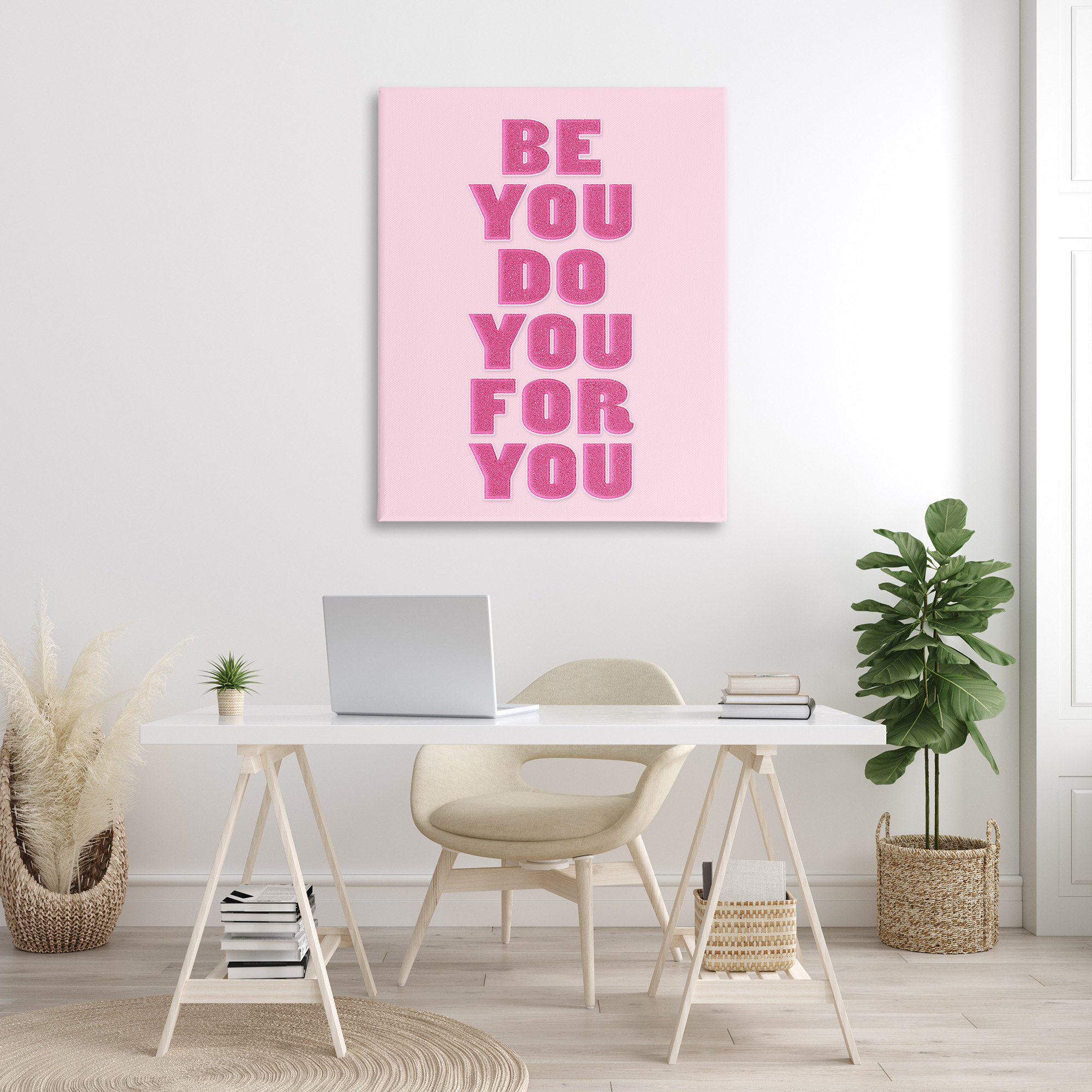 Stupell Industries Be You Bold Pink Inspirational Painting Gallery Wrapped Canvas Art Print Wall Art, 36 x 48