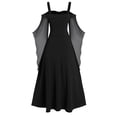 thumbnail image 7 of HXWCHs Women's Victorian Gothic Dress Solid Color Fitted Waist Retro Court Ball Gown Black XL, 7 of 7