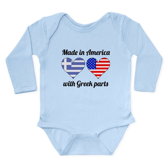 CafePress - Made In America With Greek Parts Body Suit - Long Sleeve Cotton Baby Bodysuit