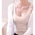 thumbnail image 5 of Women'S Sleeveless Square Neck Tank Top Double Layer Basic Crop Tops Summer Fitness Workout Pale Pinkish Gray M, 5 of 9