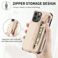 thumbnail image 3 of Jiahe Cover for iPhone XS/X, Credit Card Holder Phone Case with Magnetic Closure,Shockproof Anti-drop Flip Folio Zipper Wallet Kickstand Cover Case, khaki, 3 of 6