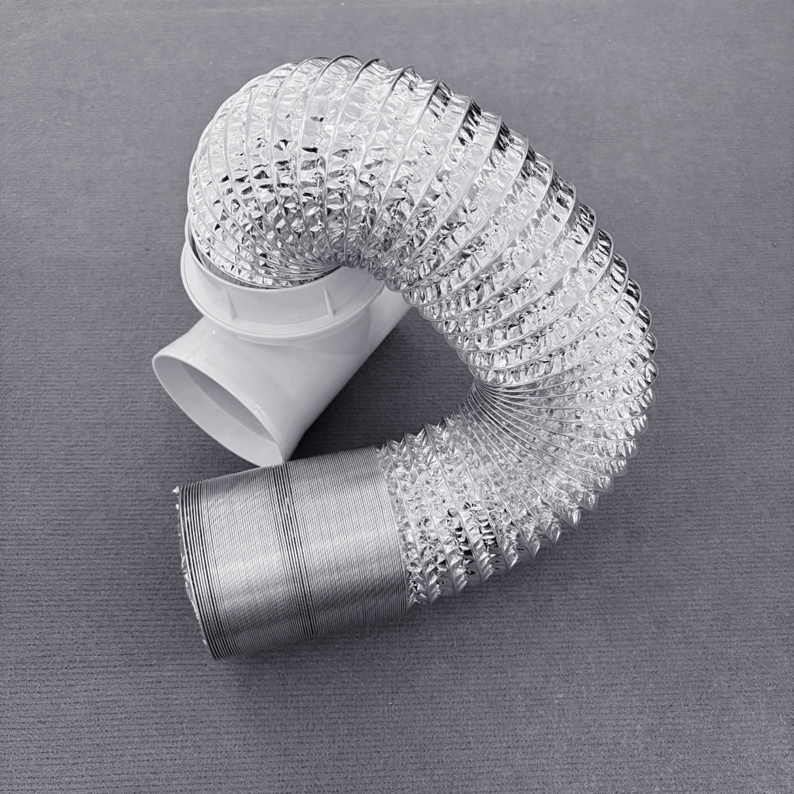 Dryer Vent Extension Set: 90 Degree Quick-Connect Elbow, Wall Mount & Detachable Hose Assembly