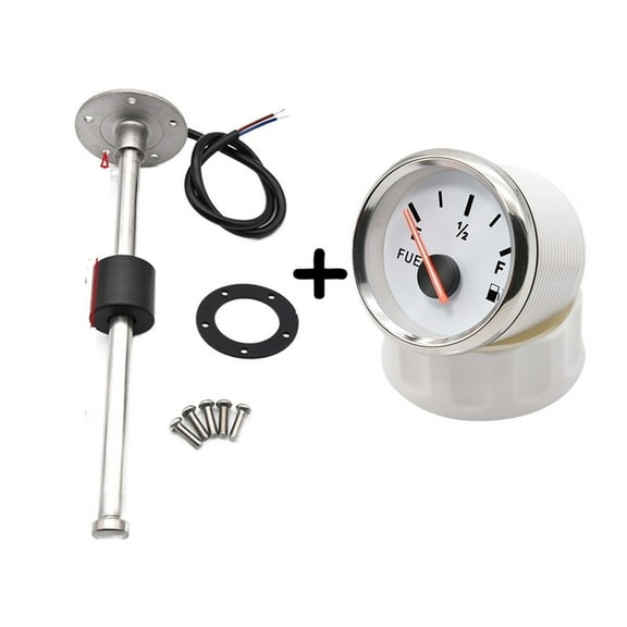 0-190ohm Fuel Level Gauge 52MM With Fuel Float Sensor Stainless Steel 80 120 140 220 280mm Fit Boat Car Fuel Gauge Meter ,Easy Setup
