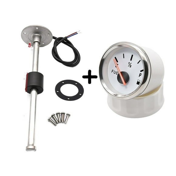 0-190ohm Fuel Level Gauge 52MM With Fuel Float Sensor Stainless Steel 80 120 140 220 280mm Fit Boat Car Fuel Gauge Meter ,Easy to Install