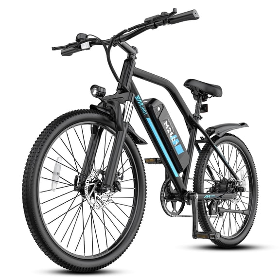 HeloKeep M2601 Electric Bike for Adults, 500W Motor, 48V 375Wh Removable Battery, 26" Puncture-Resistant Tires, 20MPH 7-Speed Ebike with Front Suspension & Disc Brakes, UL2849, Blue