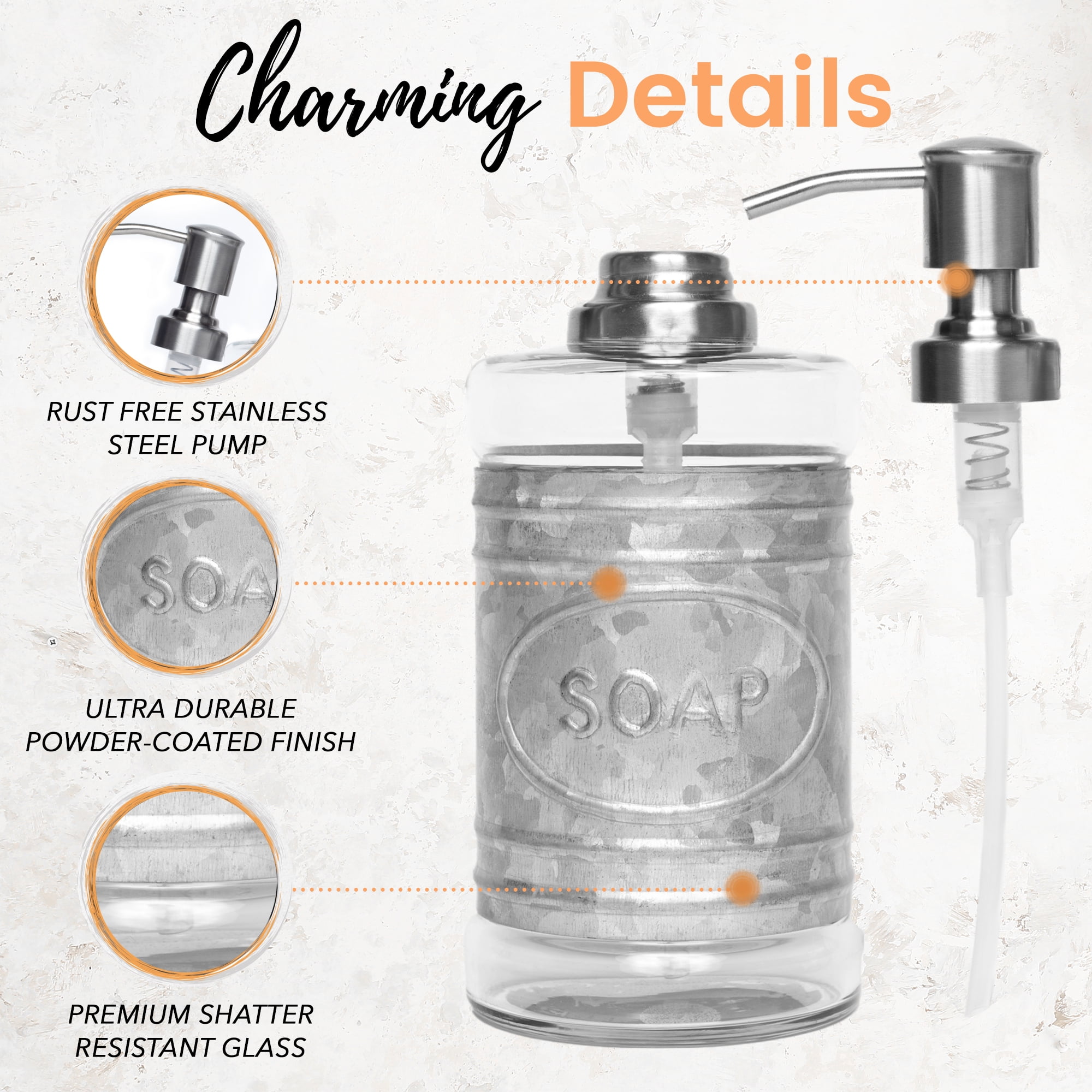 Autumn Alley Glass Soap Dispenser and Lotion Dispenser Set - Farmhouse Bathroom Accessories Set