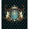 thumbnail image 3 of Ambesonne Medieval Duvet Cover Set, Heraldic Design from Middle Ages Coat of Arms Crown Lions and Swirls, Decorative 3 Piece Bedding Set with 2 Pillow Shams, Queen Size, Teal Black Cinnamon Queen Teal Black Cinnamon, 3 of 7