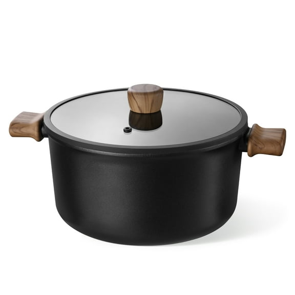 Carote Titanium Non-Stick Dutch Oven,Large Capacity Stockpot with Lid, Induction Compatible, Dishwasher Safe, 6.75QT, Black