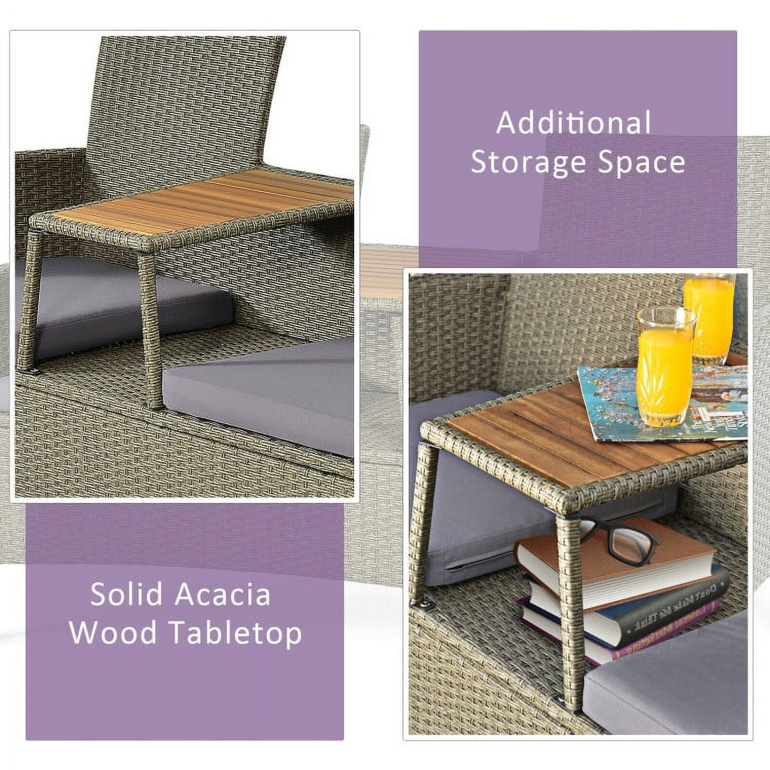 Aimee Lii 2-Person Patio Rattan Conversation Furniture Set, Small Patio Set with Coffee Table Aimee Lii 2-Person Patio Rattan Conversation Furniture Set, Small Patio Set with Coffee Table