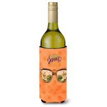 Carolines Treasures BB8208LITERK Beach Sunglasses Orange Polkadot Wine Bottle Beverge Insulator Hugger  Wine Bottle