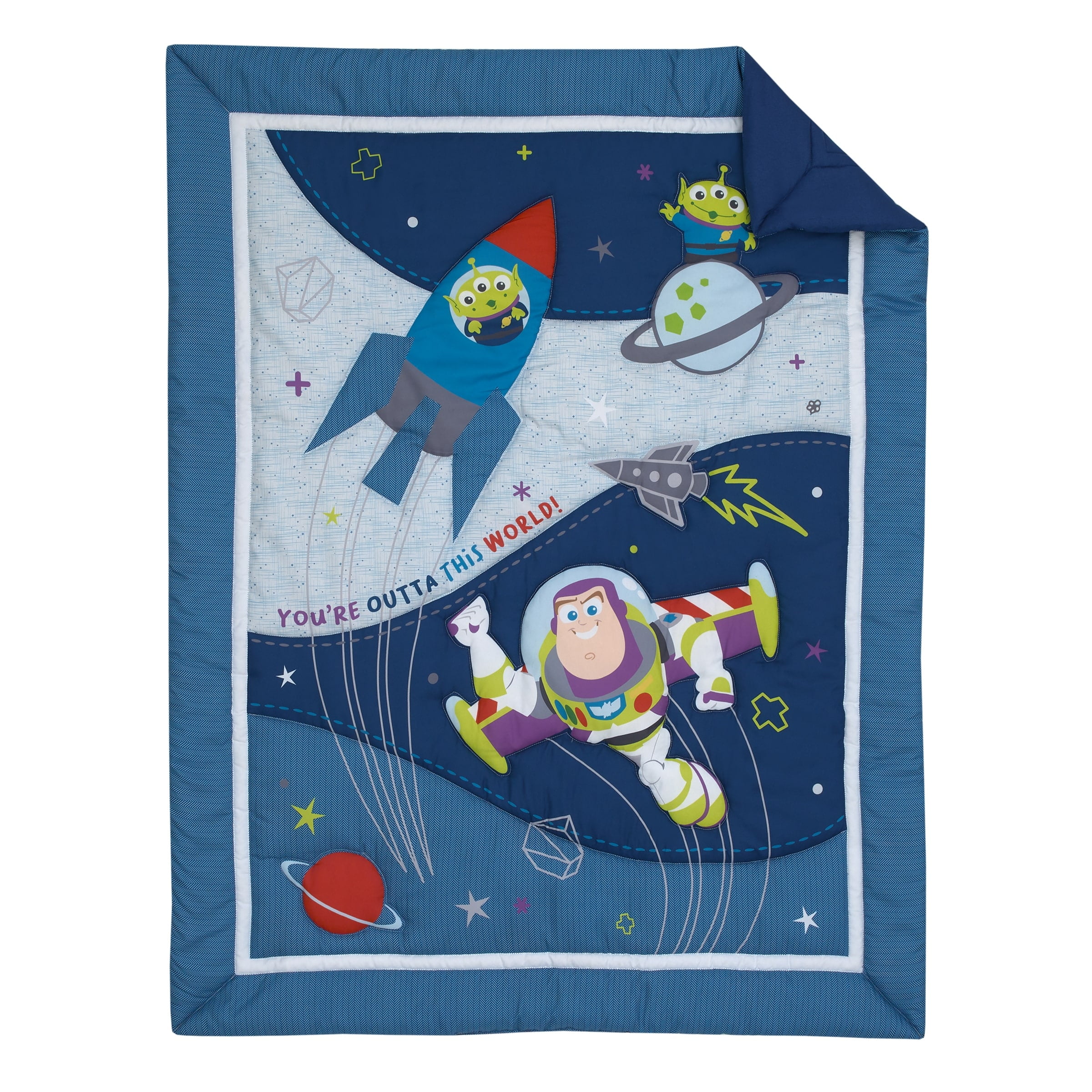 Disney Toy Story Outta This World Blue 4 Piece Crib Bedding Set
