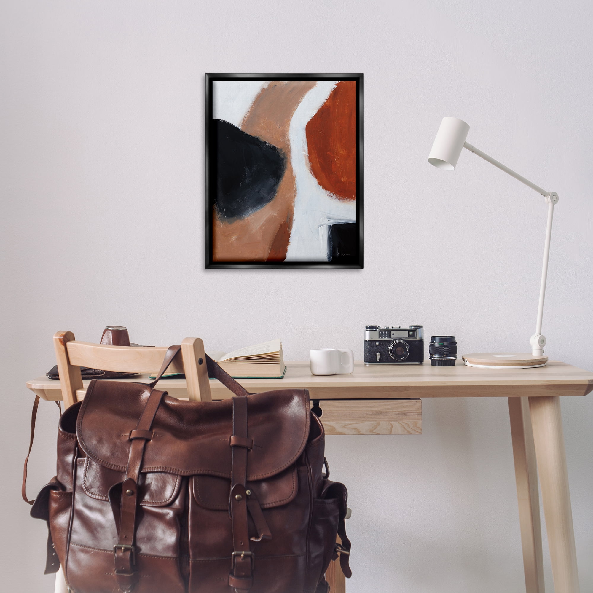 Stupell Industries Rare Earth Tones Abstract Abstract Painting Black Floater Framed Canvas Art Print Wall Art, 25 x 31