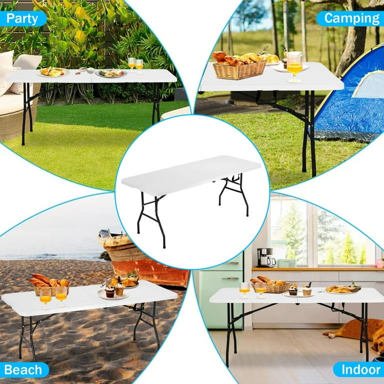 NiamVelo 6ft Foldable Table with Handle, Indoor & Outdoor