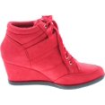thumbnail image 6 of Forever Womens Peggy-51 Hot Fashion Lace Up Wedge Sneakers Casual shoes, Red, 7.5, 6 of 7