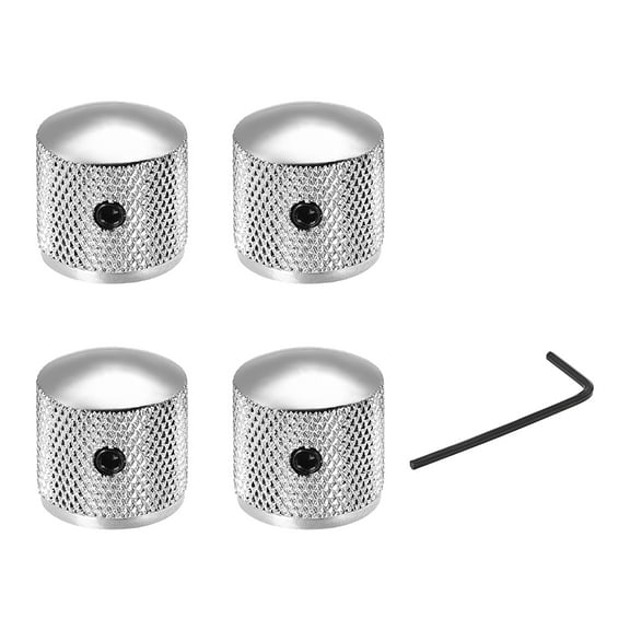 4pcs, 6mm Metal Potentiometer Control Knobs For Electric Guitar Bass Volume Tone Knobs Silver Tone