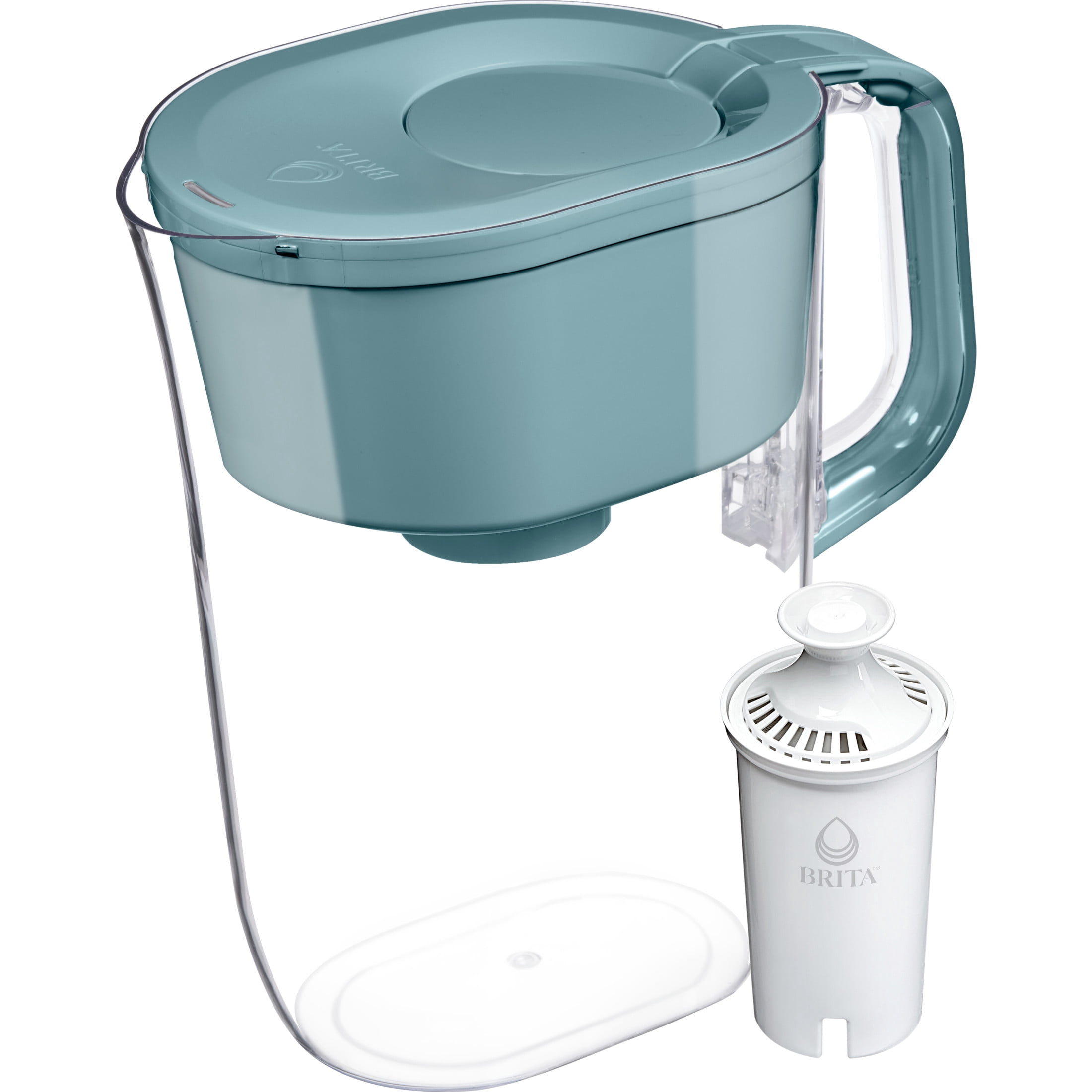 Brita 10 Cup Large Plastic Water Filter Pitcher, Stone Blue, BPA Free with 1 Standard Brita Filter