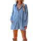 thumbnail image 1 of Vestido Vestido de mujer con cuello de solapa y bolsillos Blusa Mini vestido con botones Traje diario Ygjytge Azul T M para Mujer, 1 of 6
