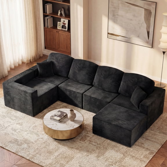 Homall 126" Modular Sectional Sofa U-Shaped Boneless No Assembly Required Cloud Couches with Deep Seat for Living Room