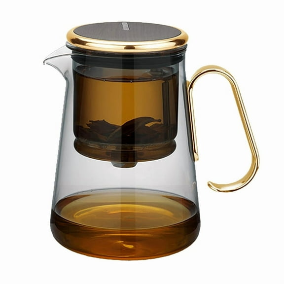 1 x Magnetic Glass Tea Maker Pot-Gold