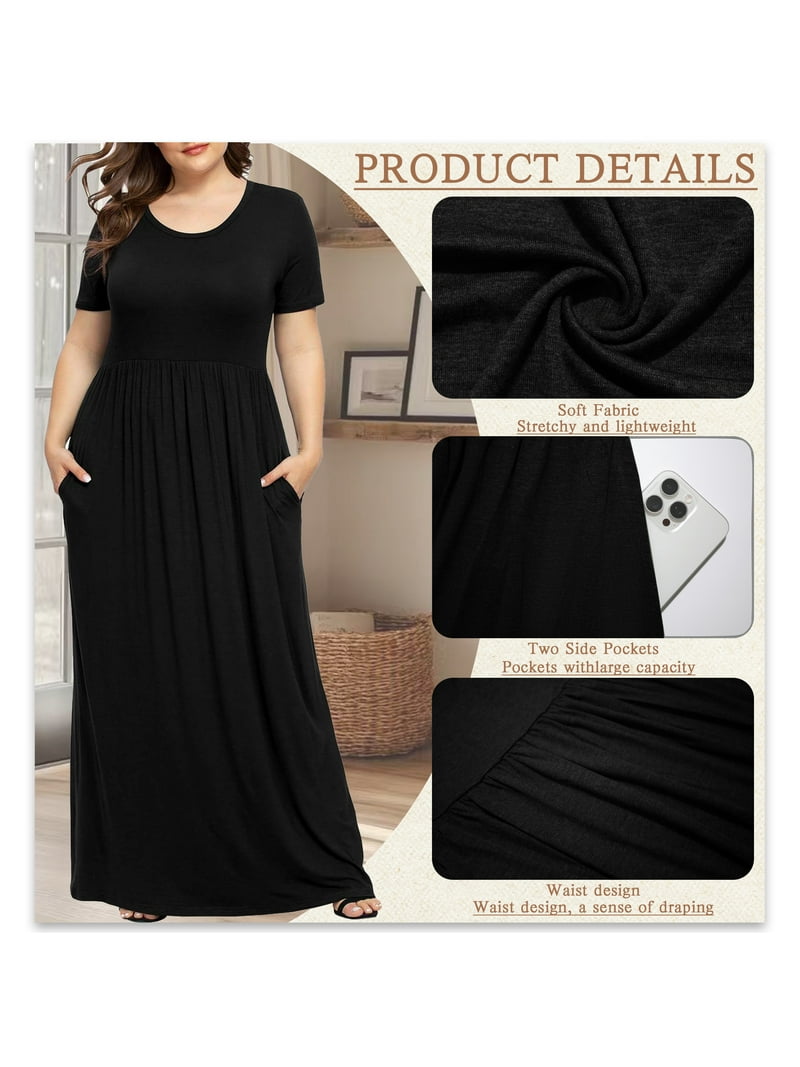 JuneFish Plus Size Maxi Dress with Pockets, 2X-6X, Flowy Rayon Blend,  Summer Style - Walmart.com